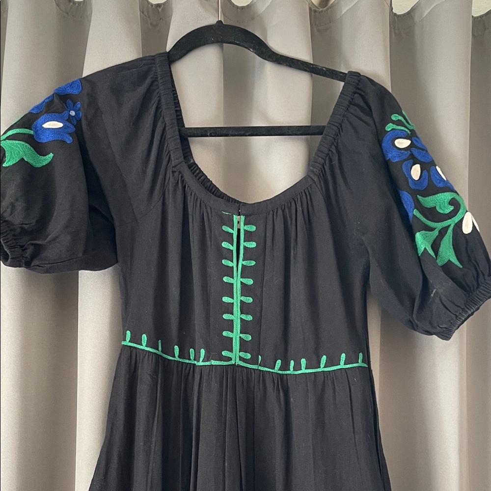 Roller Rabbit Black Maxi Dress with Blue and Green Accents - Picture 2 of 4